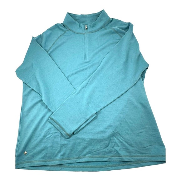 Peter Millar Excursionist Flex Performance Q-Zip Pullover Merino Wool Teal XXL - Picture 5 of 16